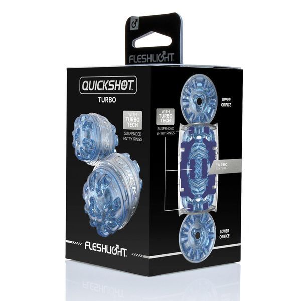 Мастурбатор Fleshlight Quickshot Turbo Blue Ice компактний наскрізний підійде для пар та мінету SX0678 фото